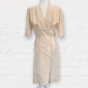 Vintage 80’s Double Breasted Ruffle Shoulder Dress Women’s Medium